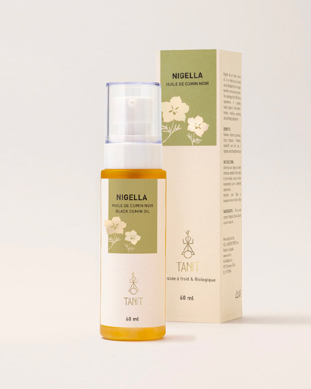 Huile de cumin noir pressée à froid et biologique Tanit - 60 ml