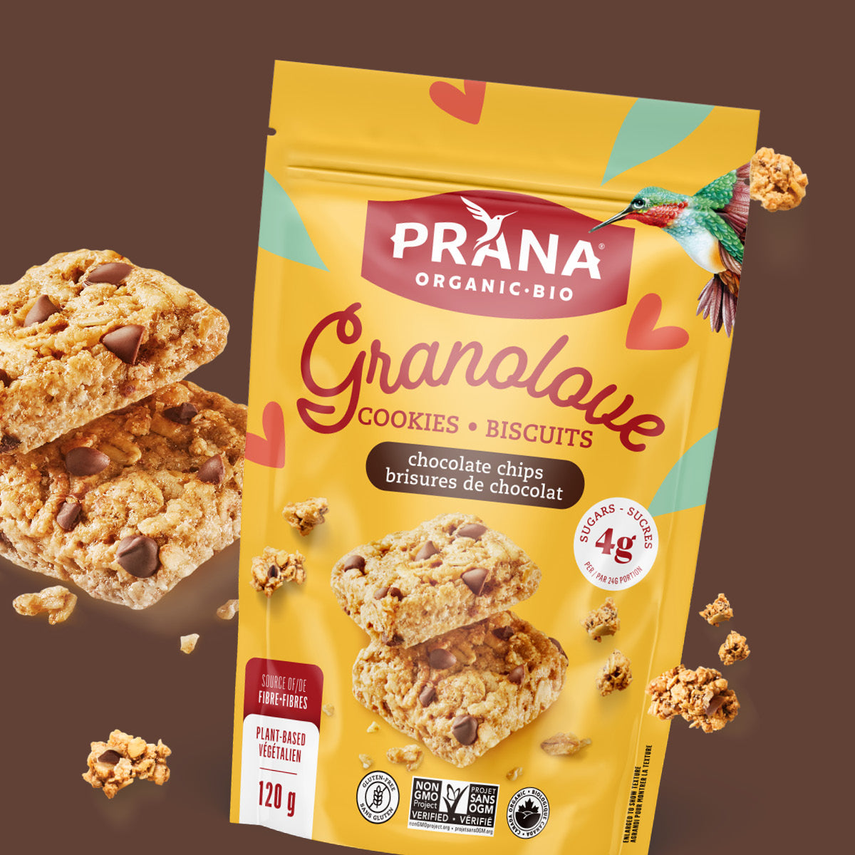 Biscuits carrés croquants biologiques GRANOLOVE - Brisures de chocolat