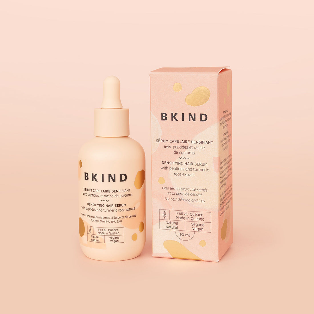 Sérum capillaire densifiant avec peptide et racine de curcuma Bkind