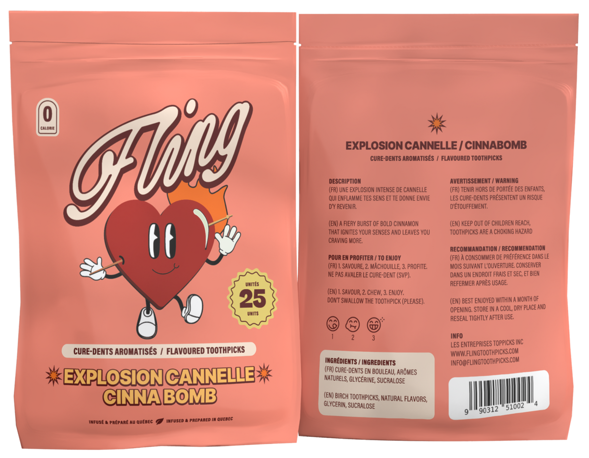 Cure-dent aromatisé explosion cannelle - 25 unités - Fling