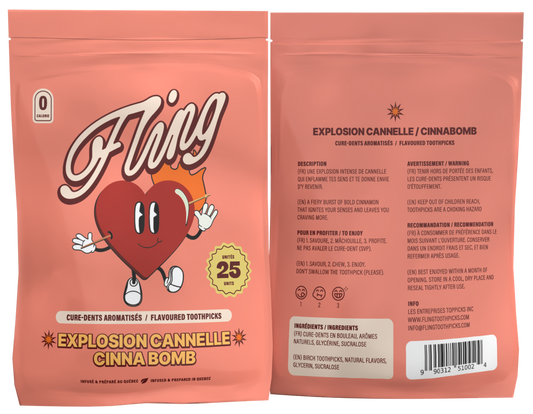 Cure-dent aromatisé explosion cannelle - 25 unités - Fling