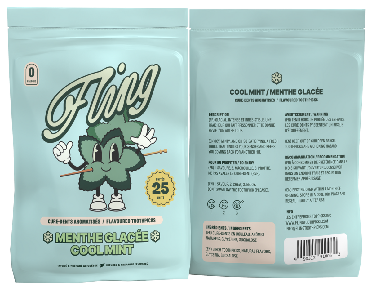 Cure-dent aromatisé menthe glacée - 25 unités - Fling