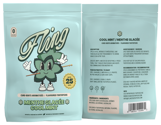 Cure-dent aromatisé menthe glacée - 25 unités - Fling