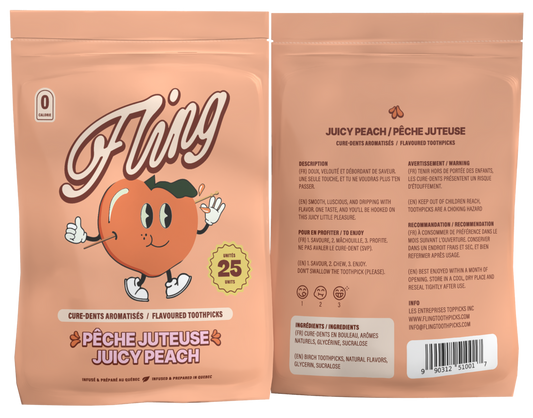 Cure-dent aromatisé pêche juteuse - 25 unités - Fling