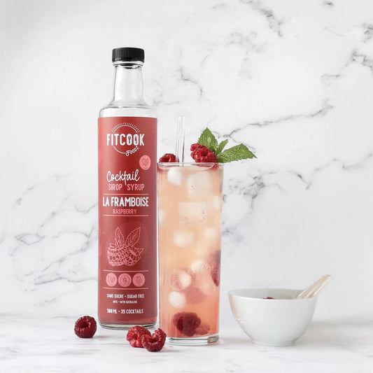 Sirop à cocktail à la framboise sans gluten - kéto et vegan - la Framboise Fitcook