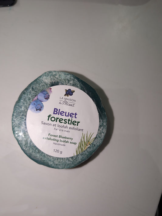 Savon et loofah exfoliant bleuet 120 g - la maison du bleuet