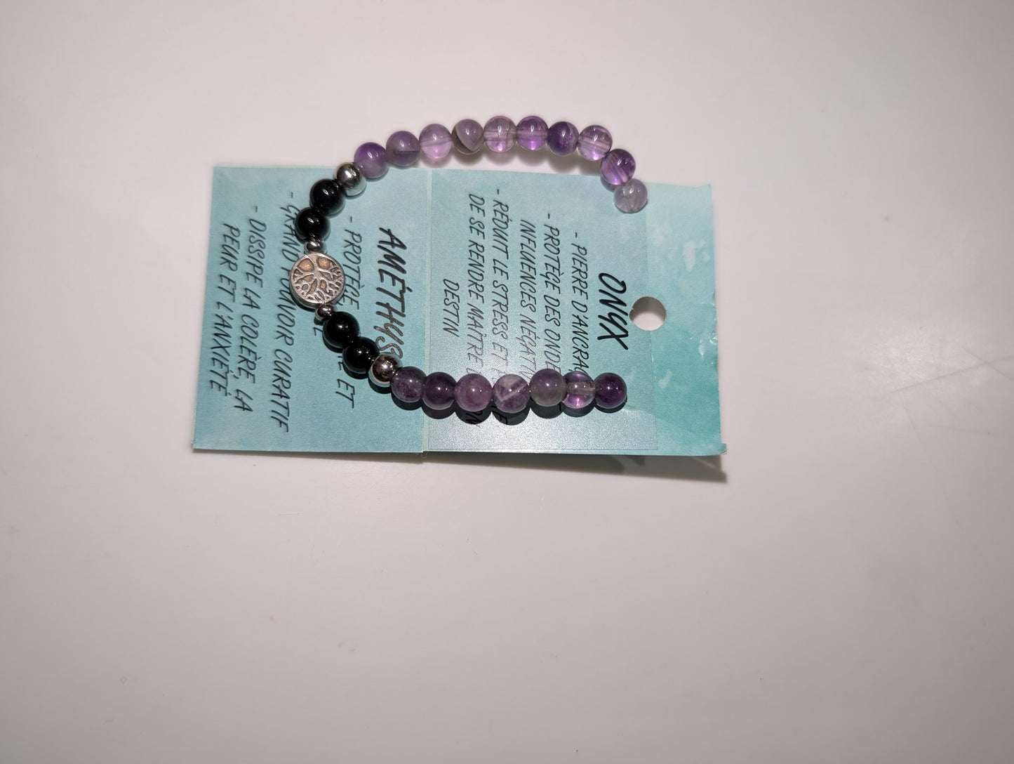 Bracelet onyx et améthyste (petites perles) - tout le monde en perles