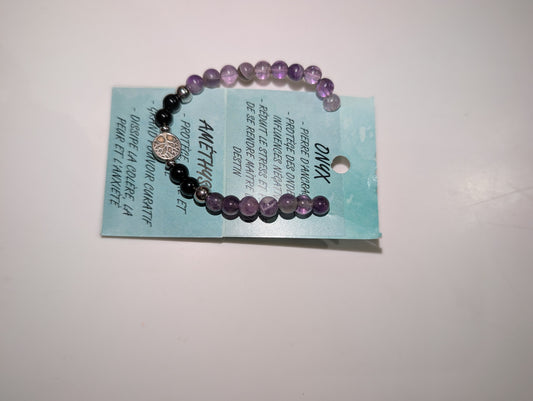 Bracelet onyx et améthyste (petites perles) - tout le monde en perles