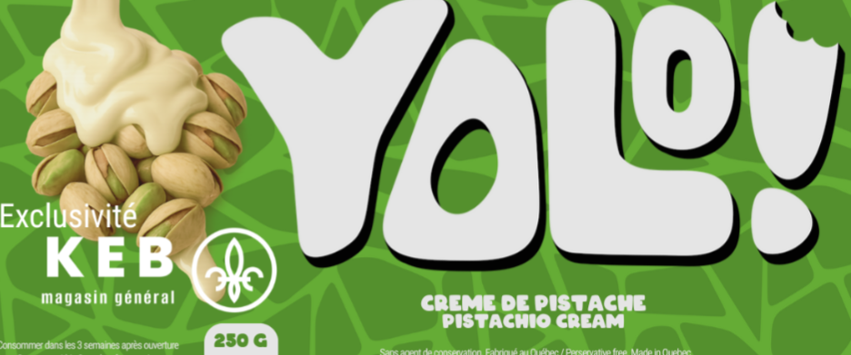 Crème de pistache Yolo - Exclusivité KEB magasin général - 250 g