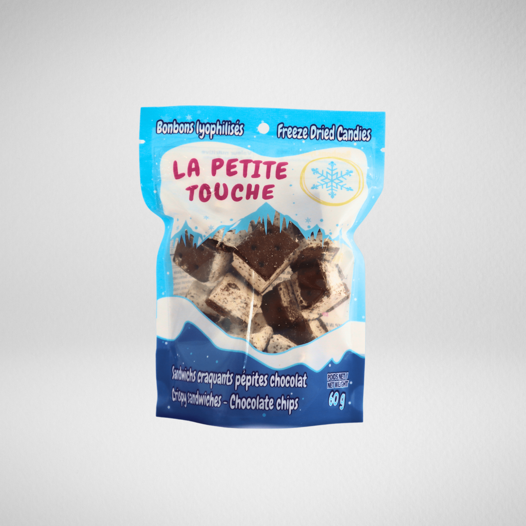 Sandwich à la crème glacée craquant aux pépites de chocolat - bonbon lyophilisé La petite touche