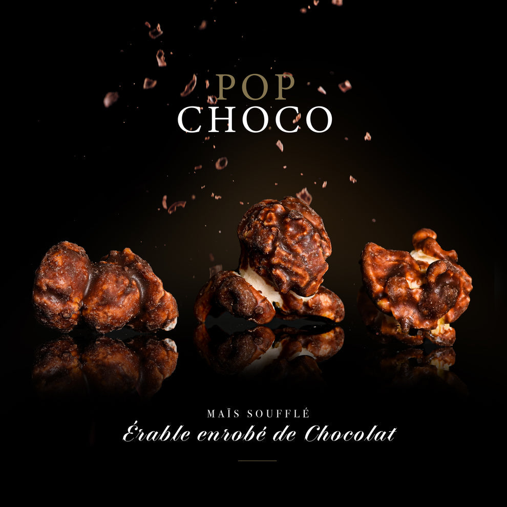 Pop choco - maïs soufflé à l'érable enrobé de chocolat - François Lambert 105 g