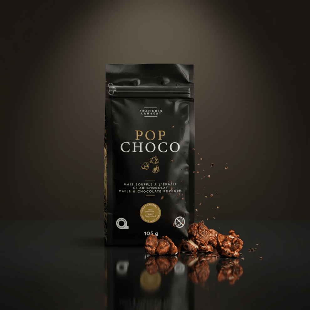 Pop choco - maïs soufflé à l'érable enrobé de chocolat - François Lambert 105 g