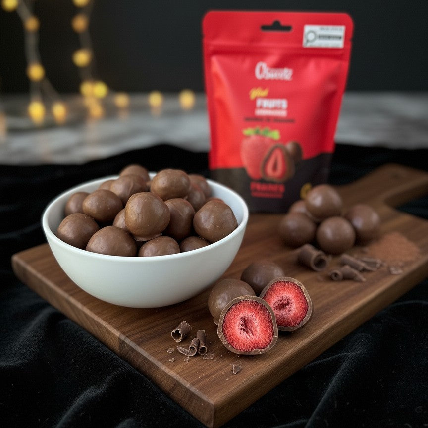 Fraises lyophilisées enrobées de chocolat O'Sweetz
