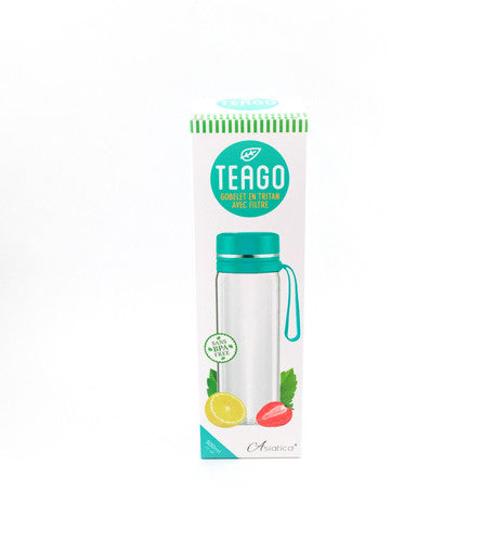 Bouteille TEAGO - gobelet en tritan avec filtre - (importé d'Asie par une entreprise de thé de Montréal)