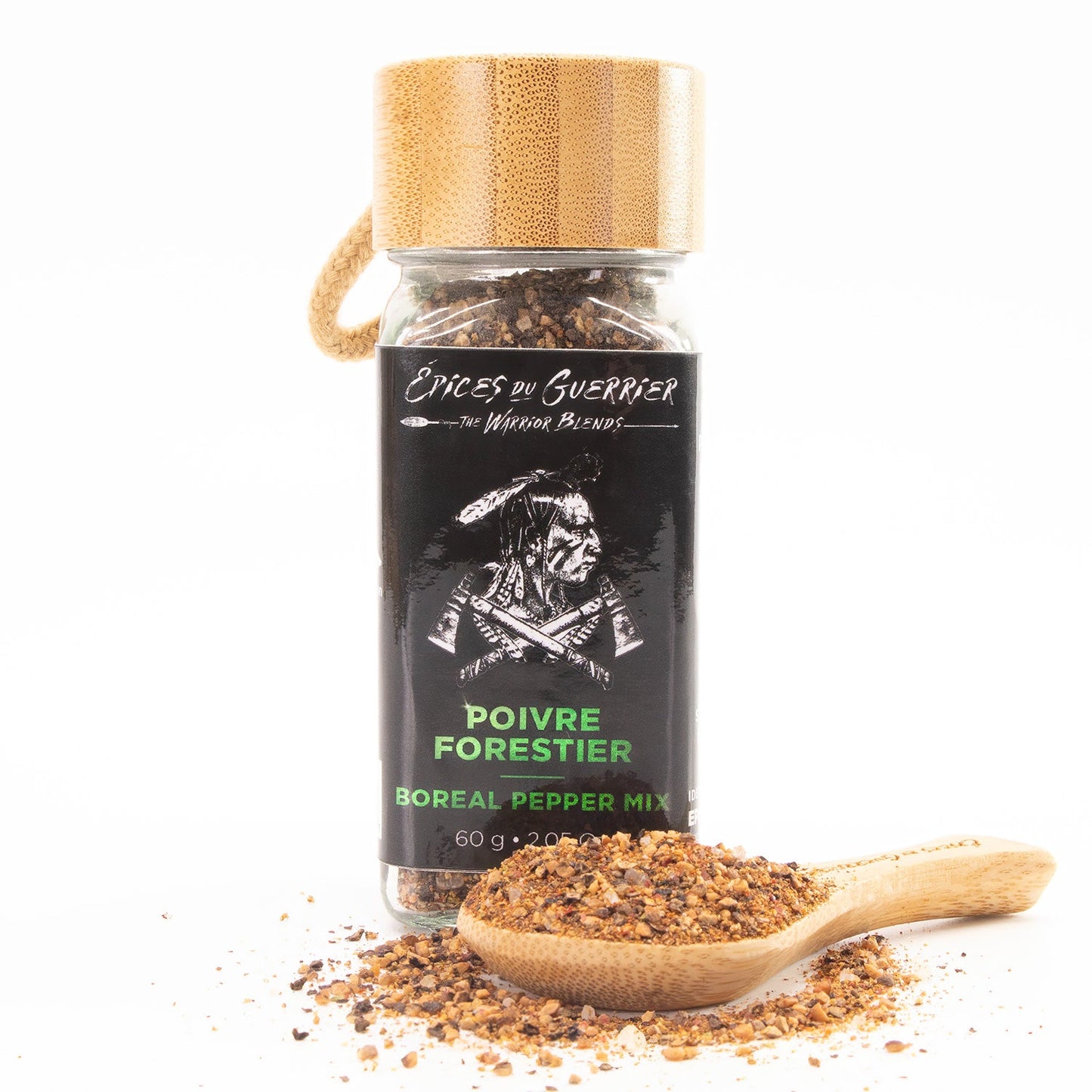 Épices du guerrier - Pot en vitre avec capuchon en bois